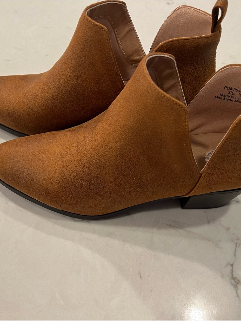 Journee Collection Tan Suede Pointed Toe Ankle Heeled Boots